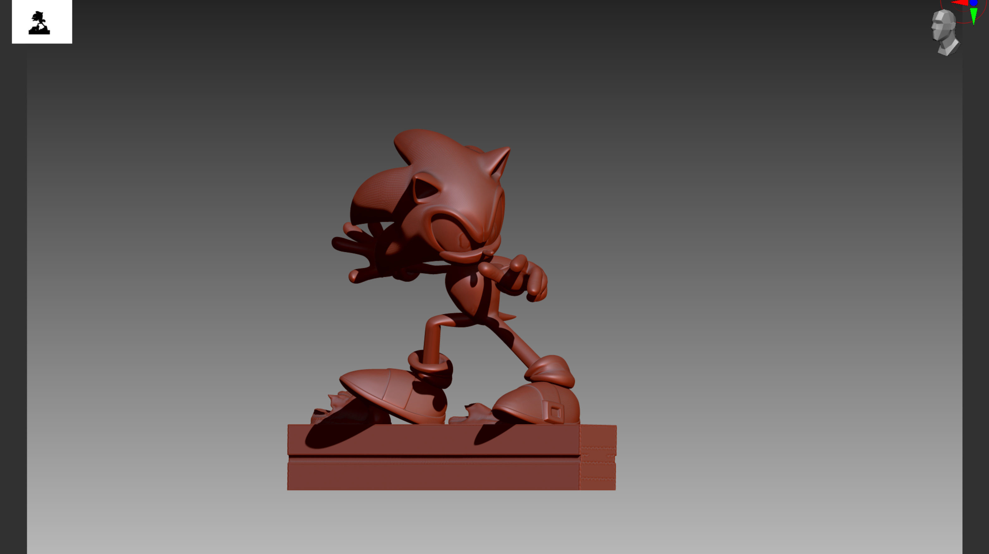 Sonic on rail OBJ and STL 3D print model_2