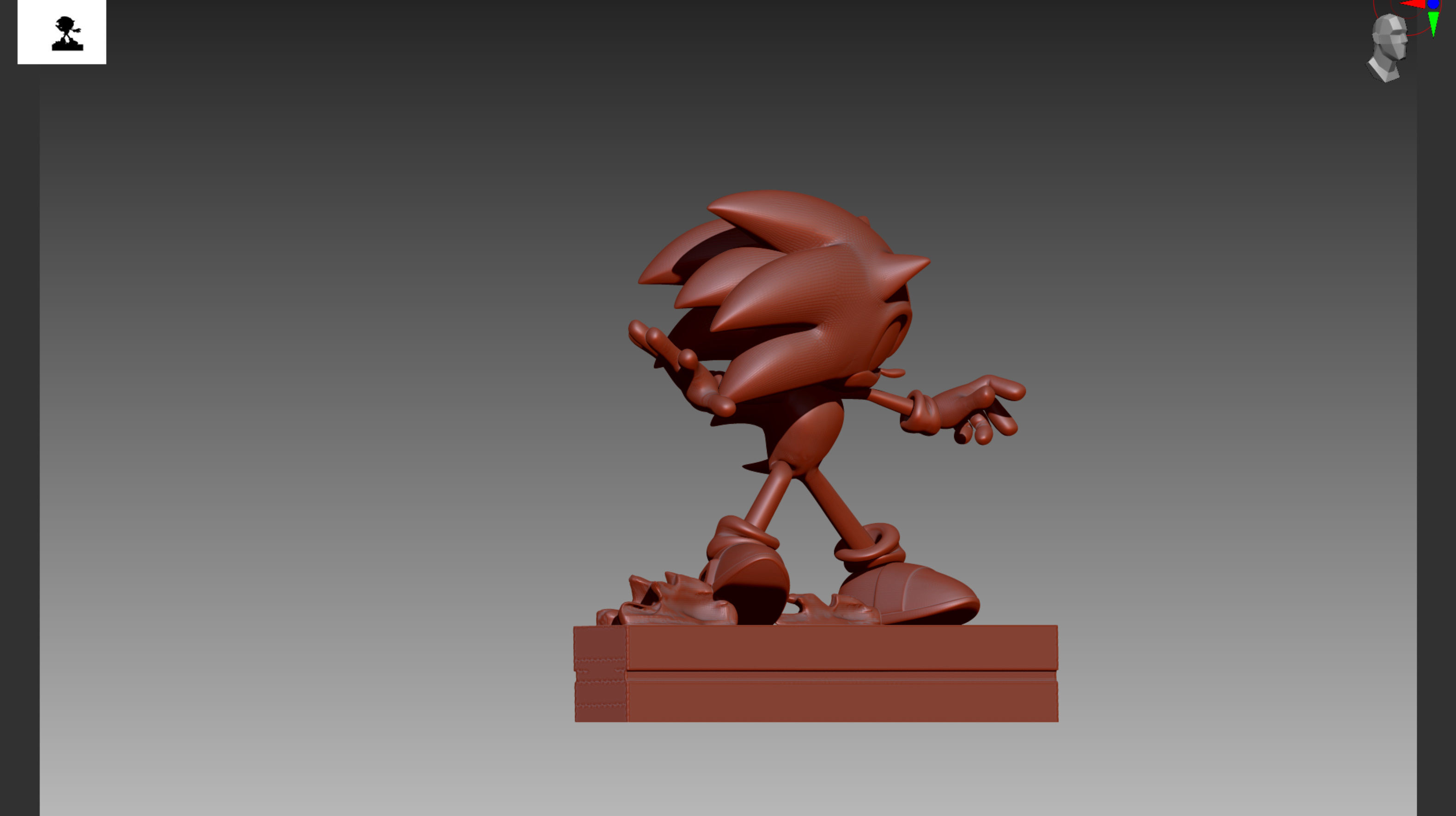 Sonic on rail OBJ and STL 3D print model_8