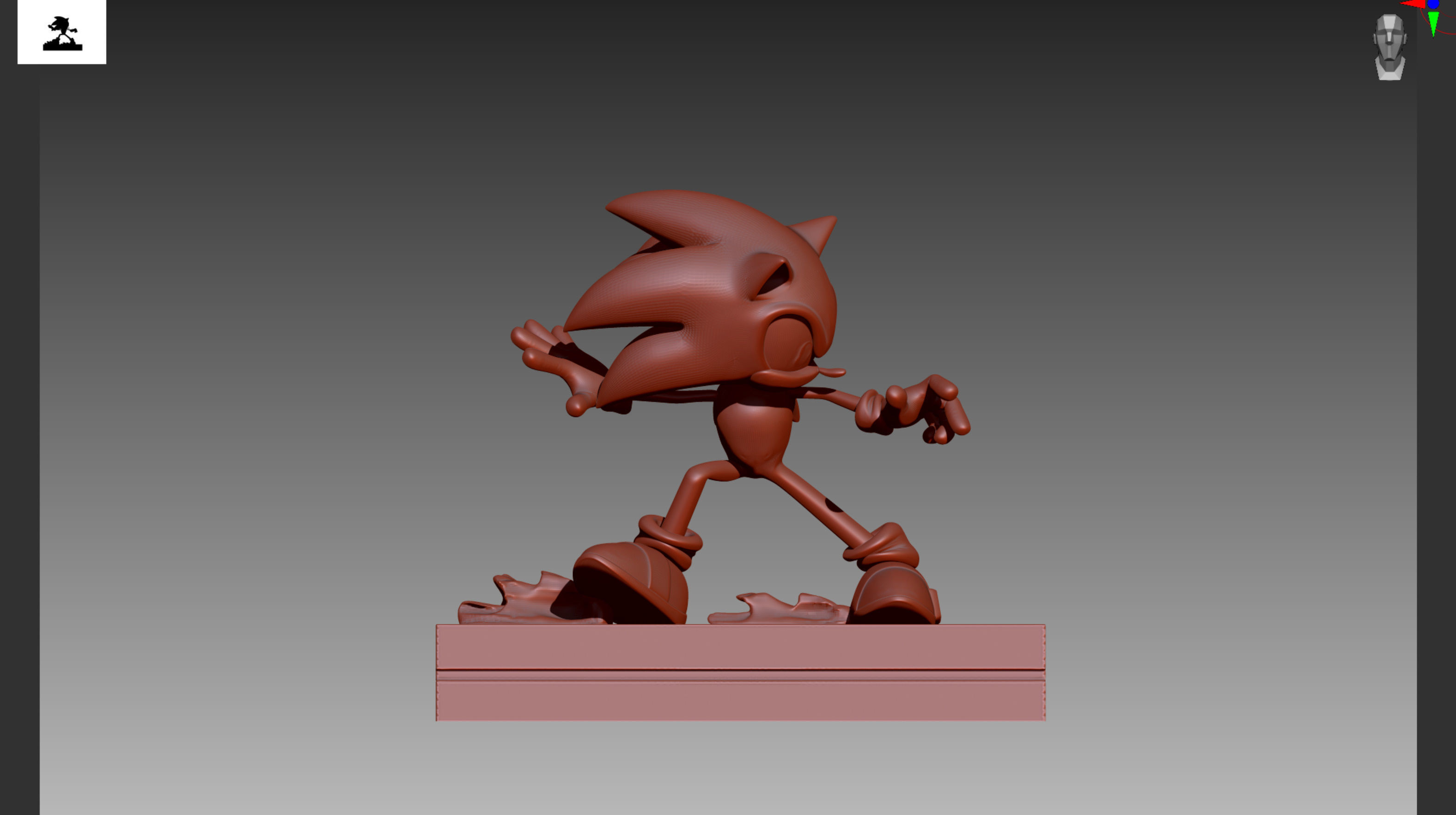 Sonic on rail OBJ and STL 3D print model_1