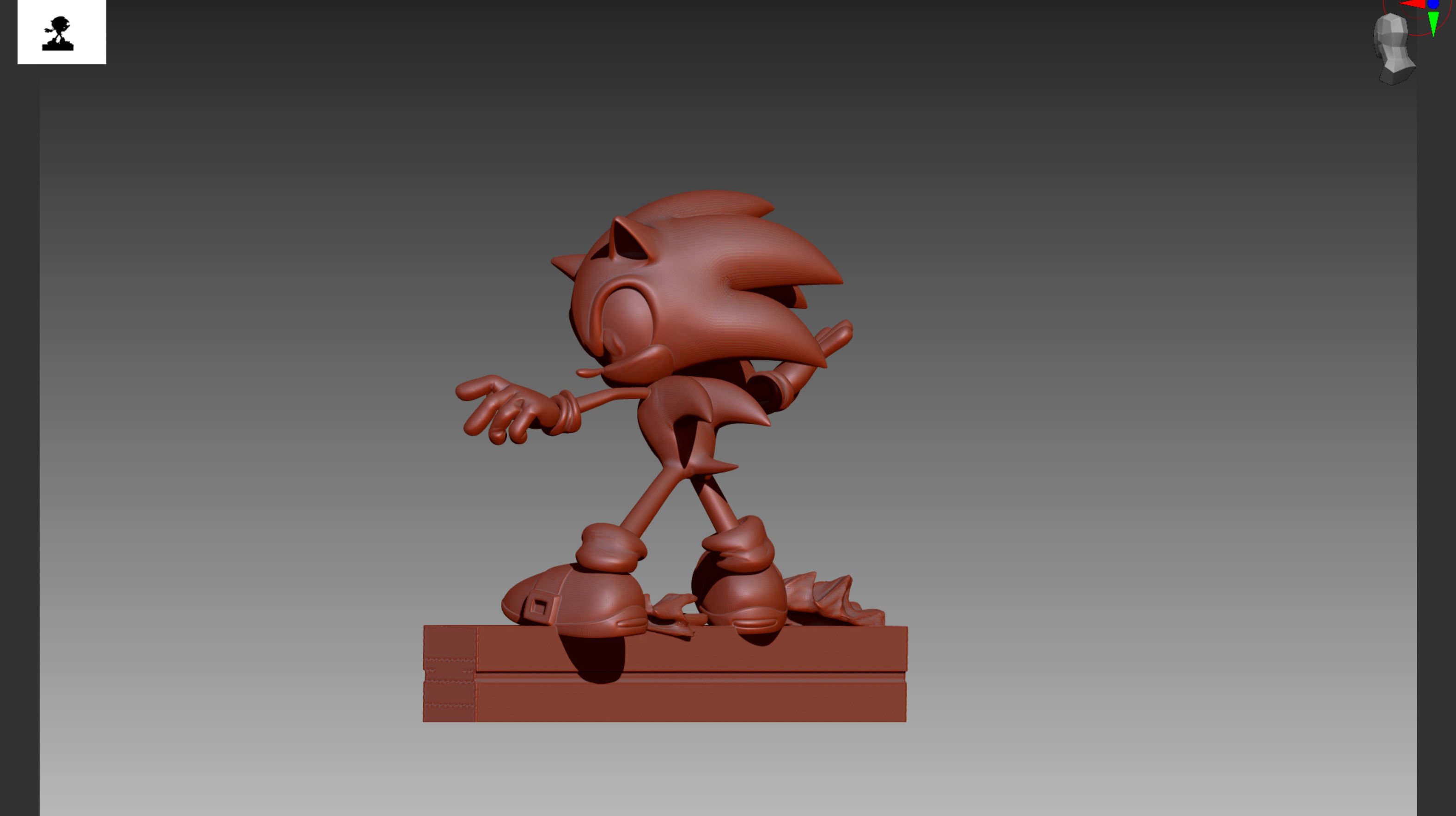Sonic on rail OBJ and STL 3D print model_4