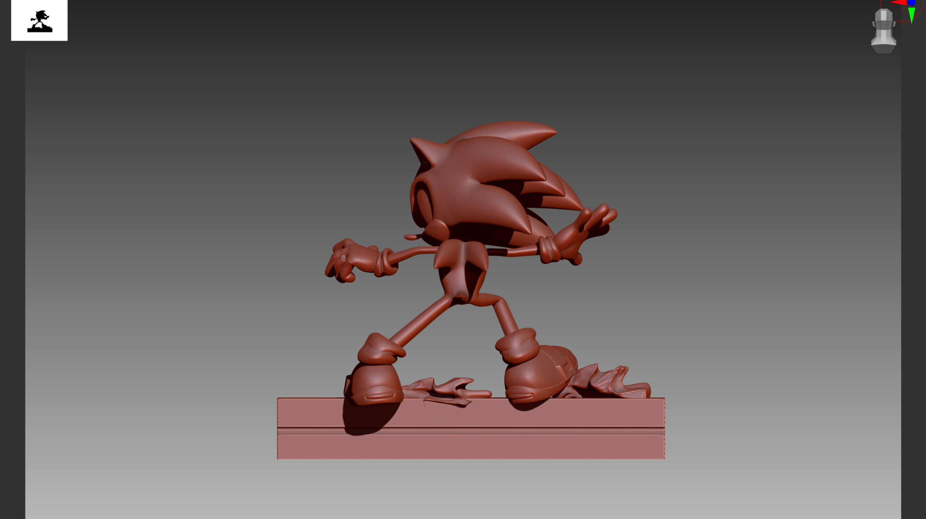 Sonic on rail OBJ and STL 3D print model_5