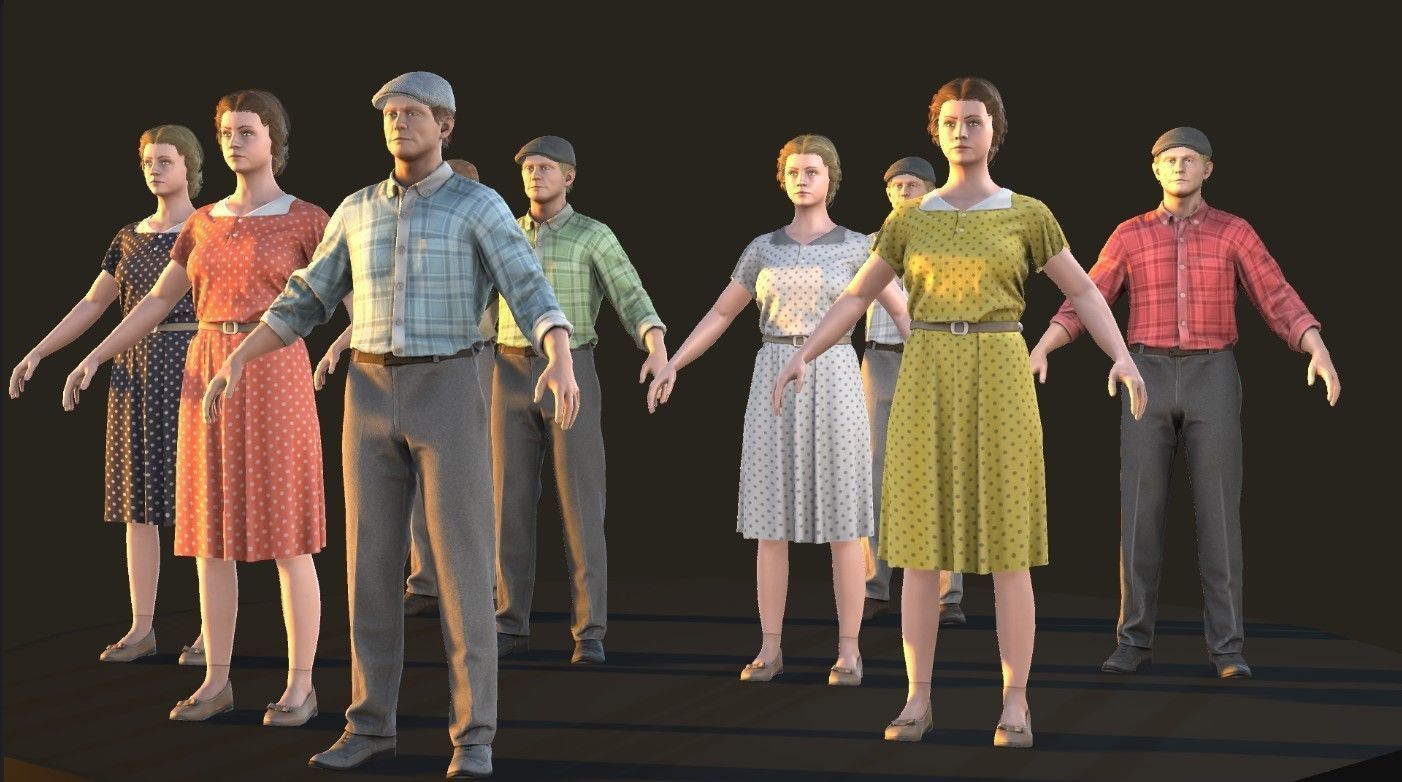 Soviet Citizens Low-poly 3D model_8