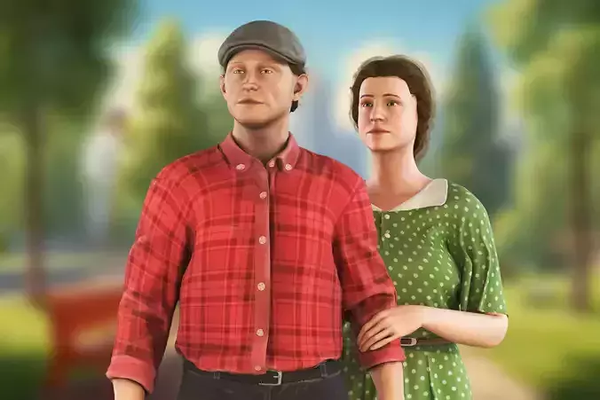 Soviet Citizens Low-poly 3D model