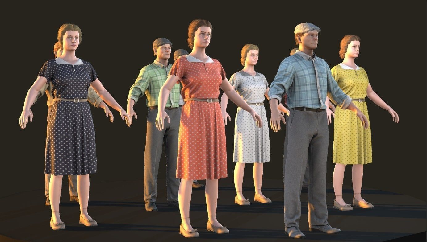 Soviet Citizens Low-poly 3D model_7