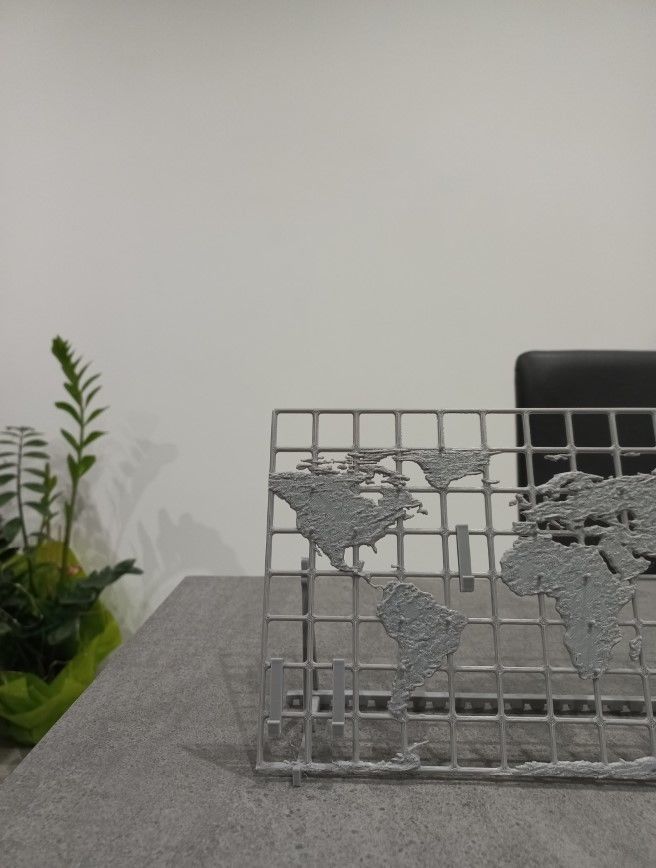 Decorative organizer grid with the map of planet Earth 3D print model_3