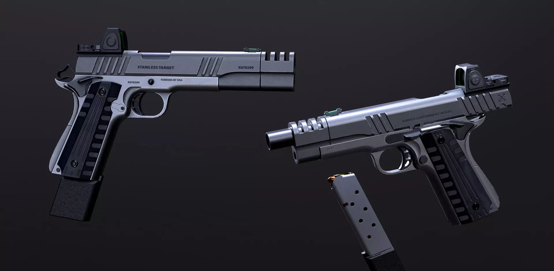Handgun Colt 1911 - Tuning Models Low-poly 3D model_0