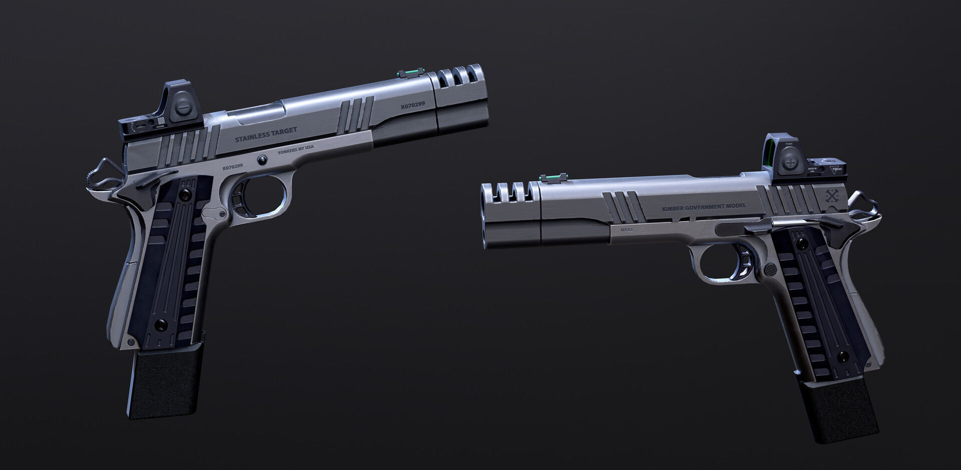Handgun Colt 1911 - Tuning Models Low-poly 3D model_2
