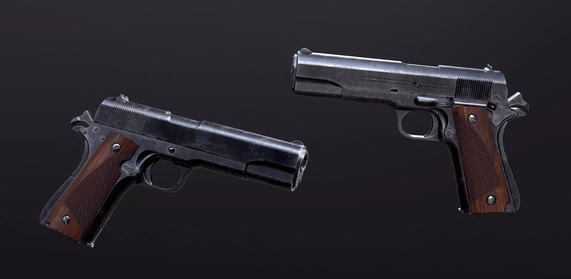 Handgun Colt 1911 - Default Models Low-poly 3D model_0