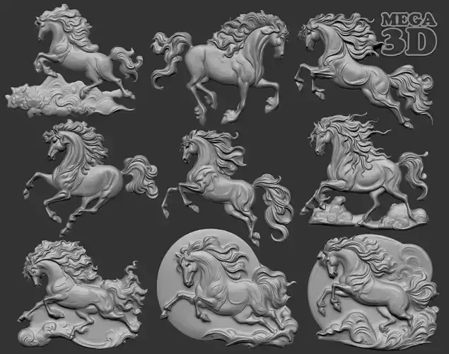 Horse Bas relief 240510 Pack A