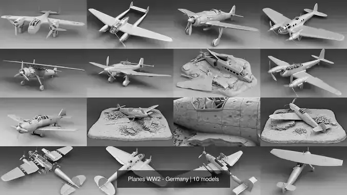 Planes WW2 - Germany 3D Model Collection