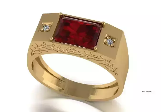 Anel Formatura Pedra Retangular com Ramos