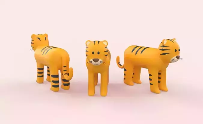Cartoon Tiger Animal Style Cute Low-poly 3D model