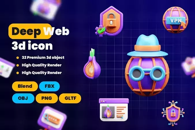 Deep web 3d Illustration  Icon Pack 3D model