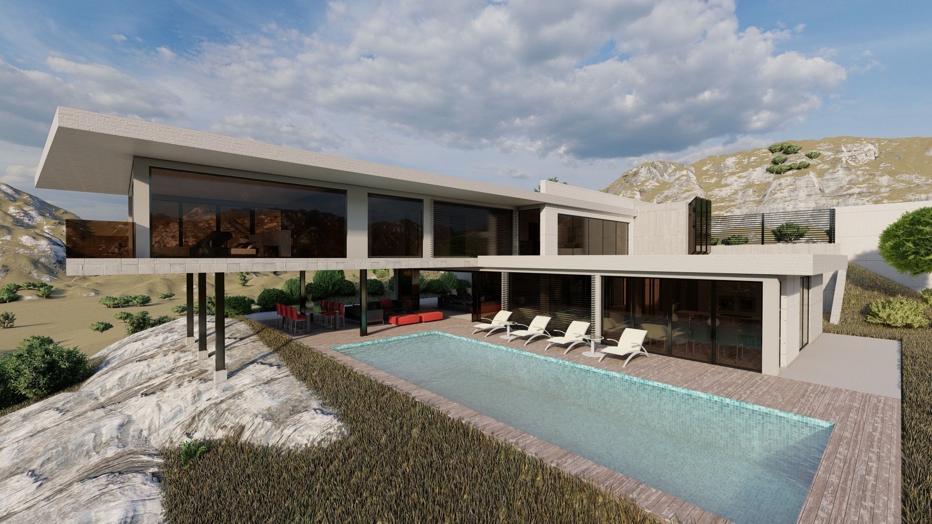 Casa Scene-villa-modern house 3D model_9