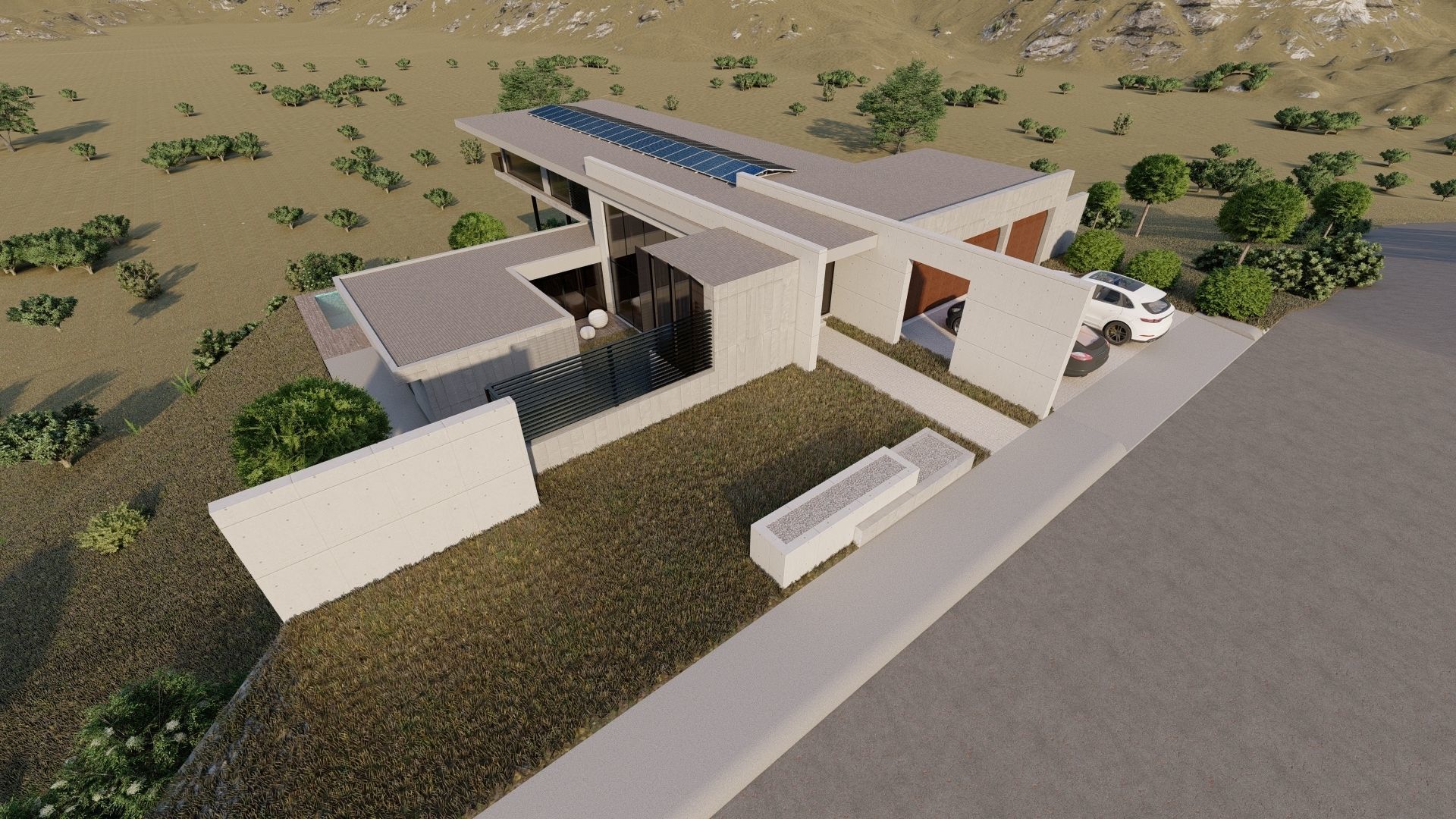 Casa Scene-villa-modern house 3D model_6