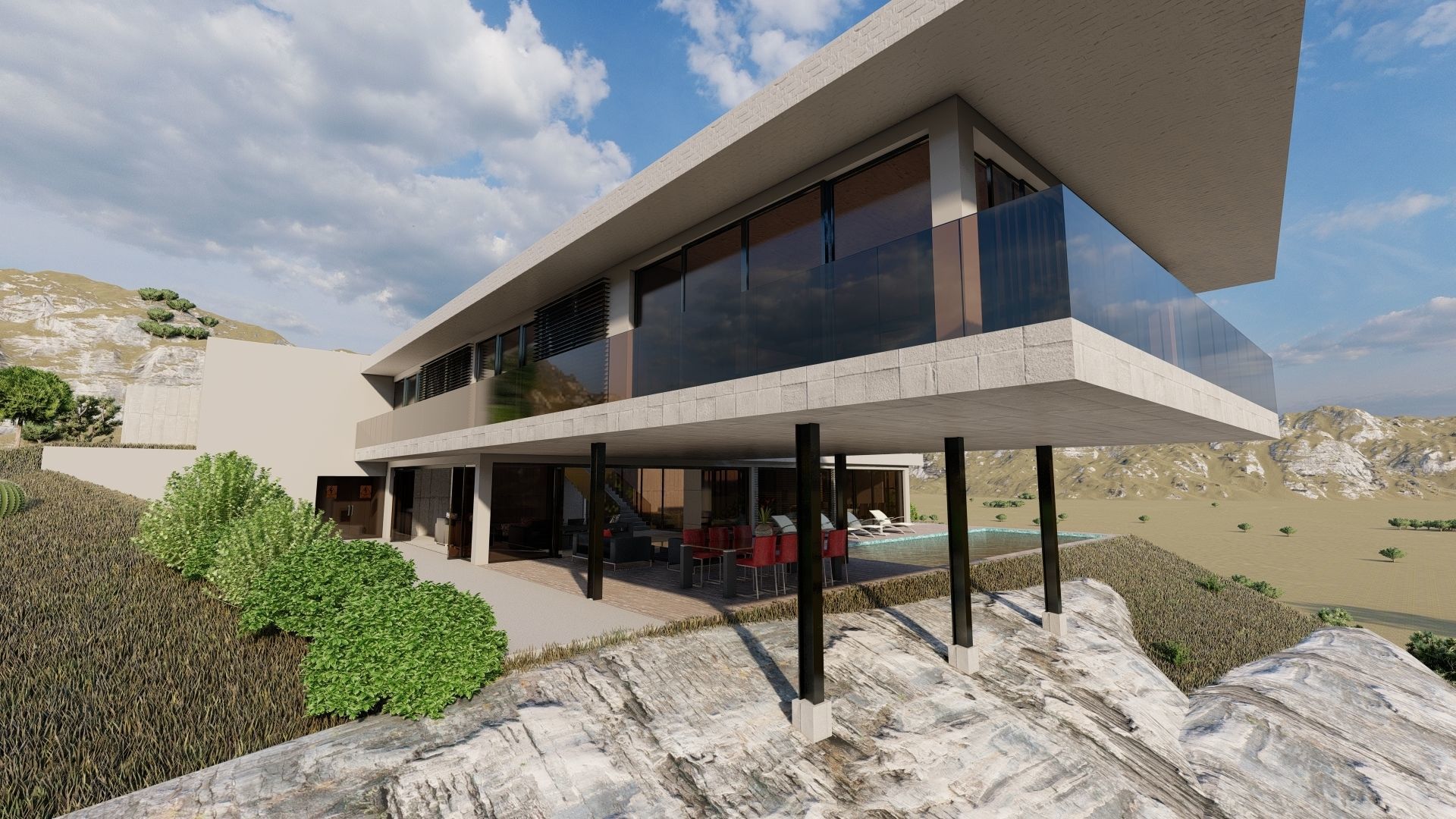 Casa Scene-villa-modern house 3D model_12