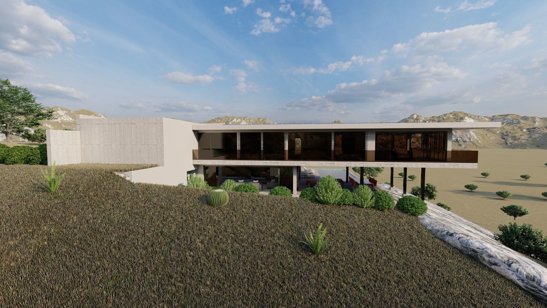 Casa Scene-villa-modern house 3D model_4