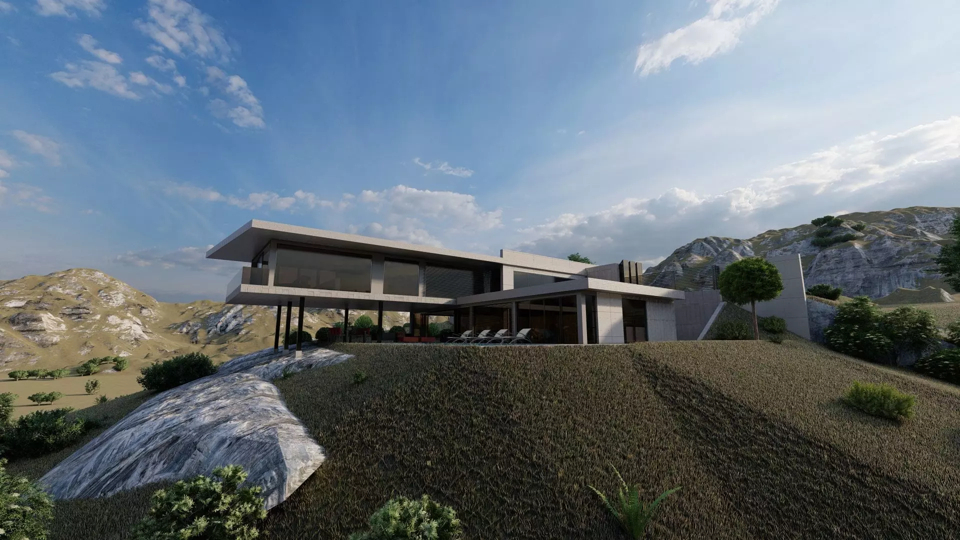 Casa Scene-villa-modern house 3D model_0