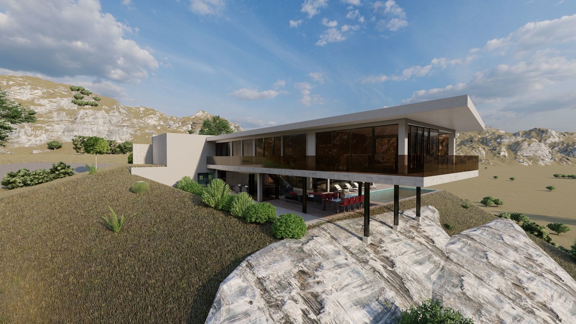 Casa Scene-villa-modern house 3D model_3