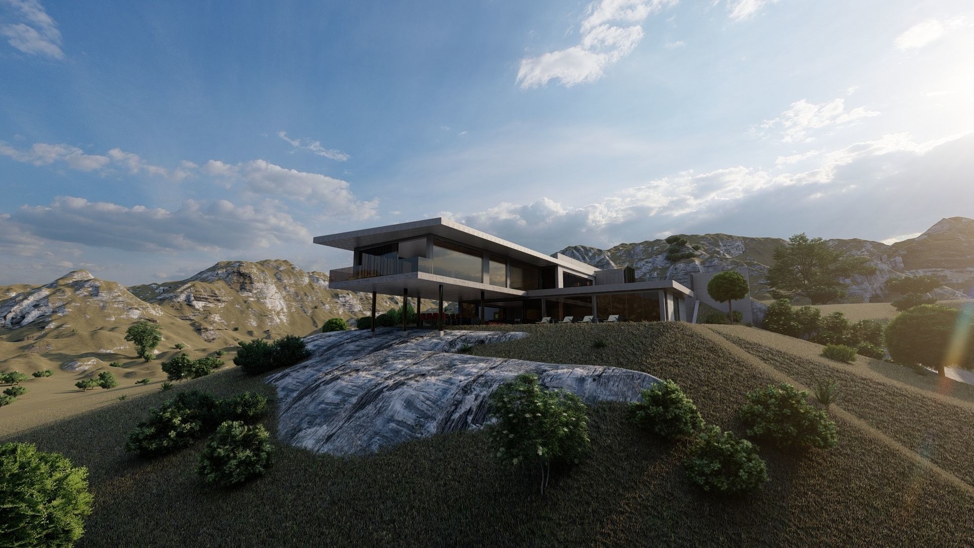 Casa Scene-villa-modern house 3D model_2