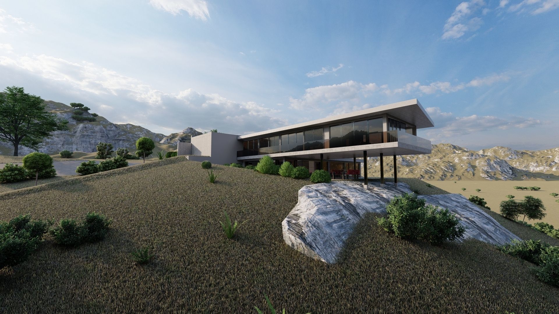 Casa Scene-villa-modern house 3D model_1