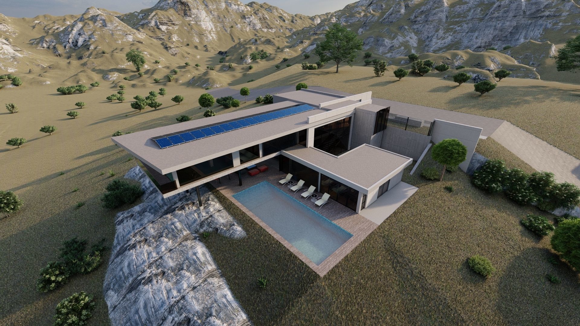 Casa Scene-villa-modern house 3D model_8