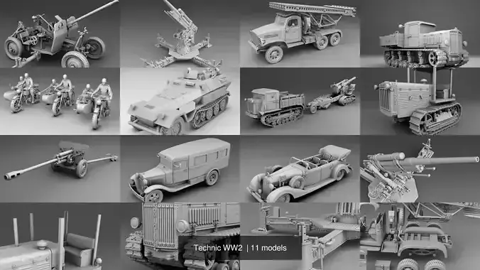 Technic WW2  3D Model Collection