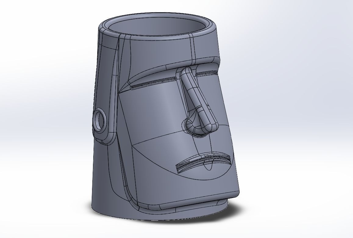 Moai pattern Vase 3D print model_3