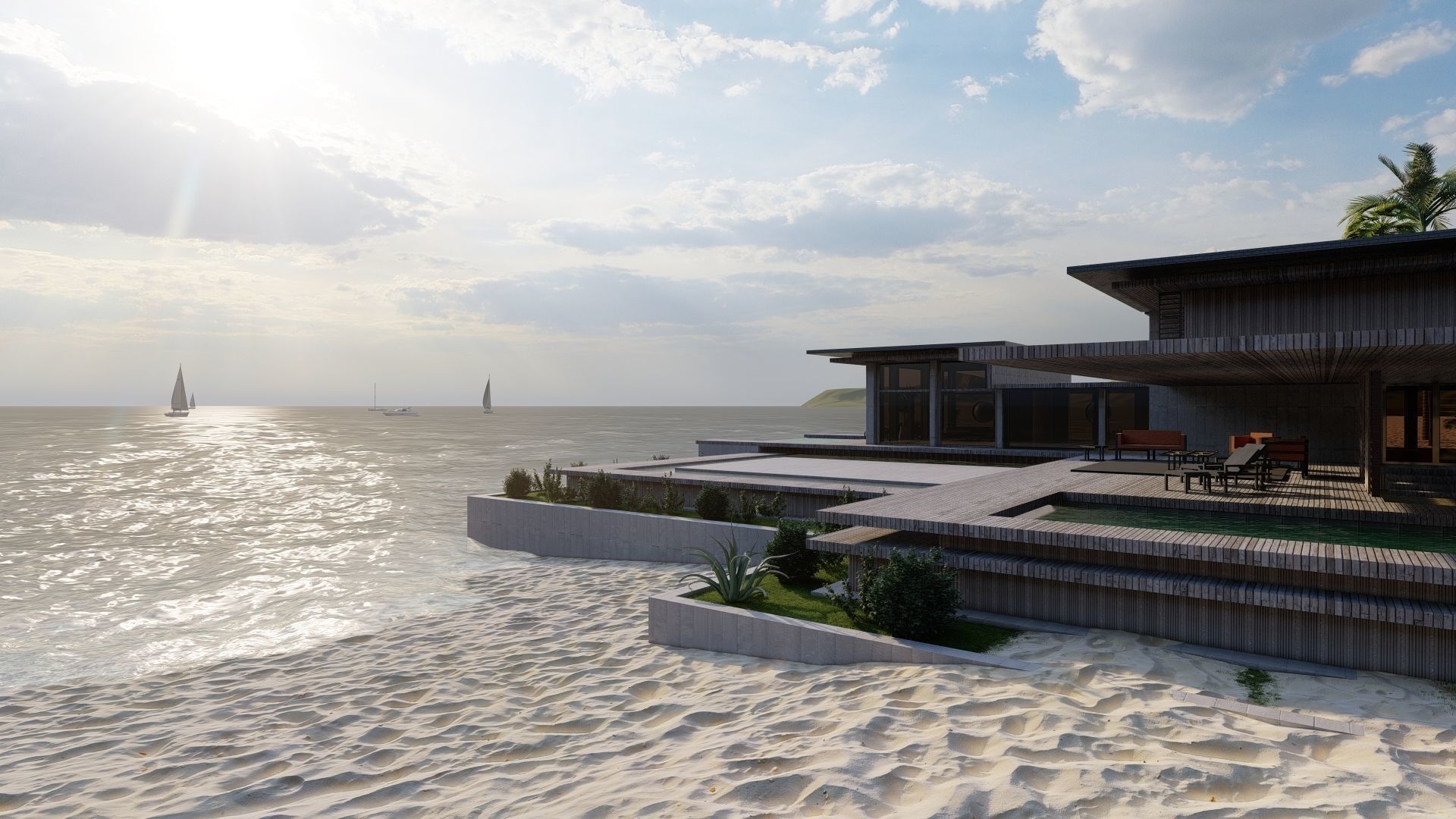 Casa Scene-villa-modern house 3D model_9