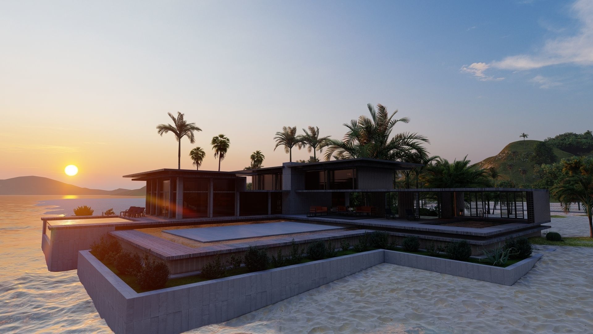 Casa Scene-villa-modern house 3D model_10