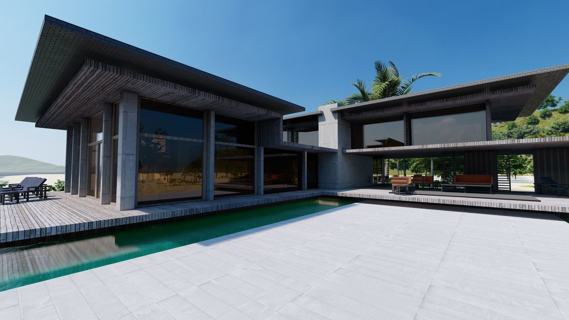 Casa Scene-villa-modern house 3D model_5