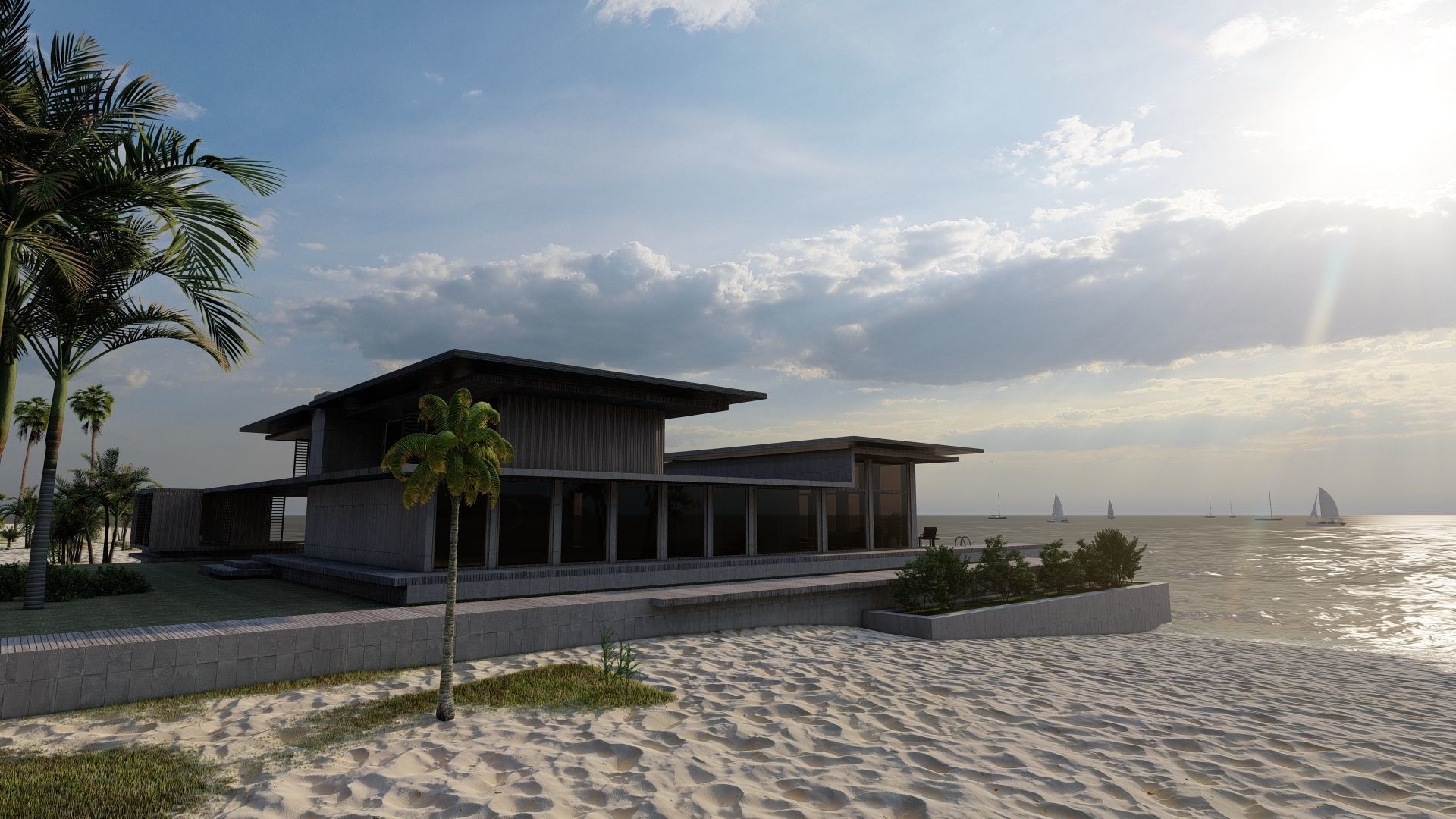 Casa Scene-villa-modern house 3D model_11