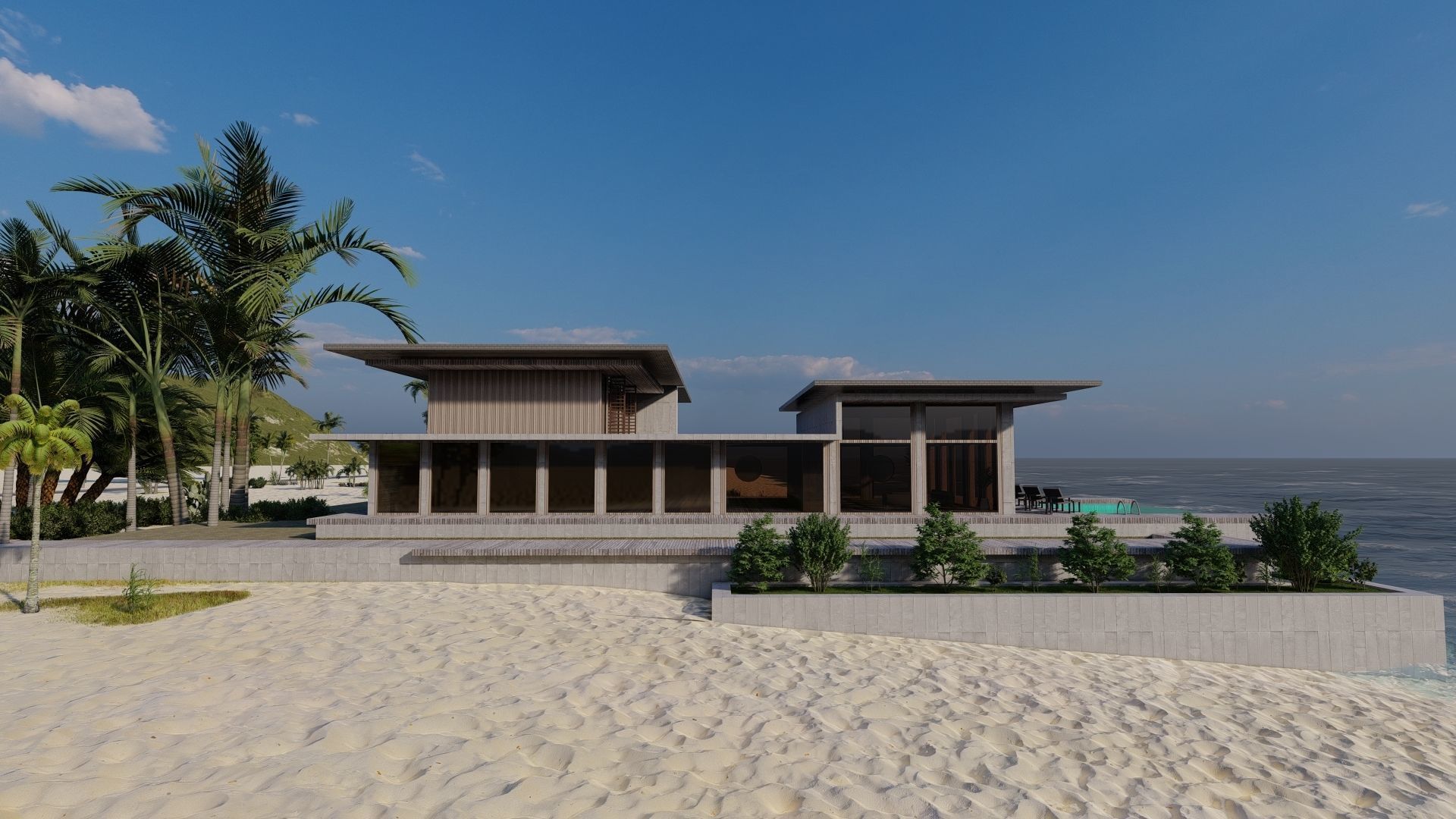 Casa Scene-villa-modern house 3D model_1