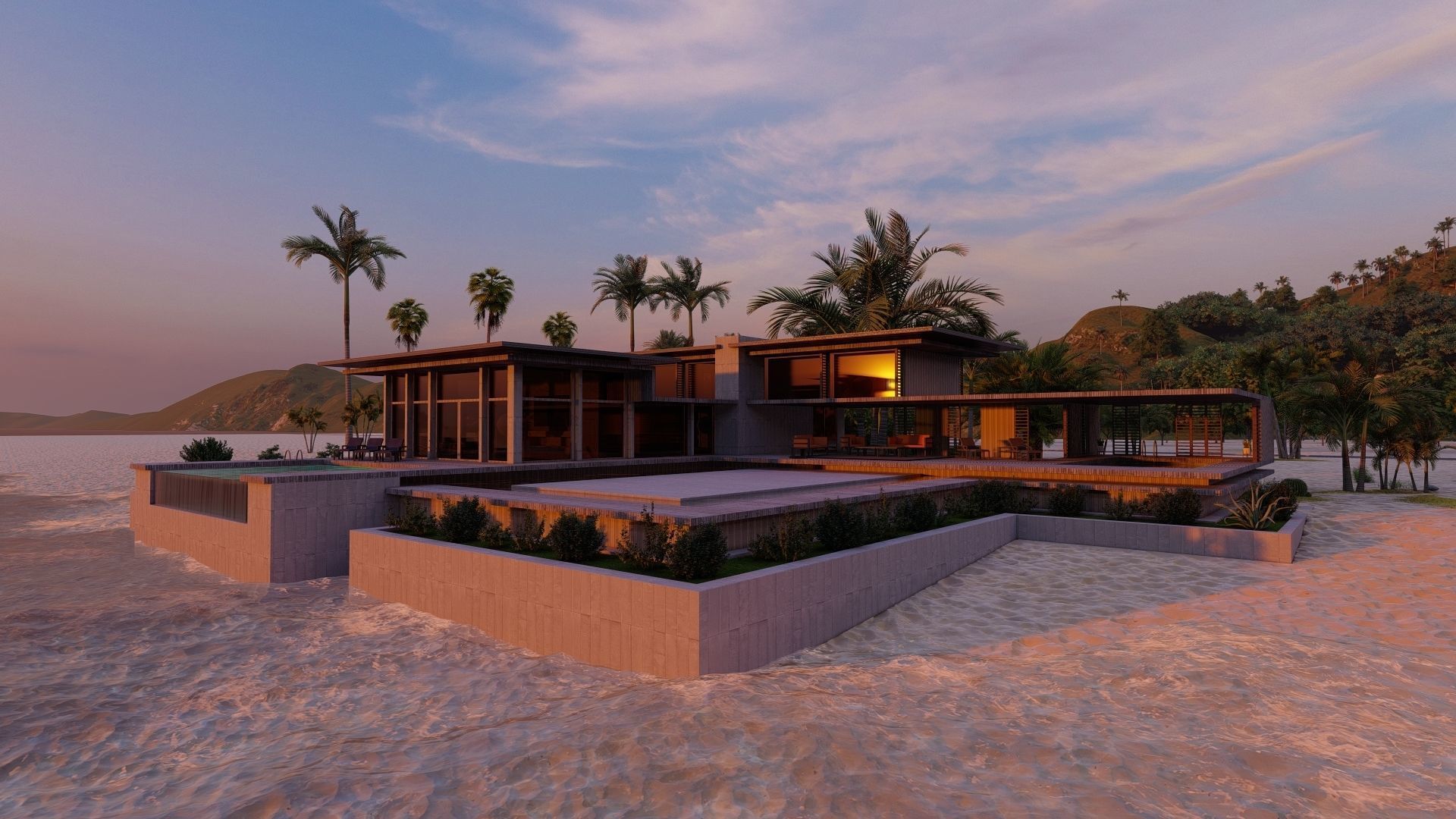 Casa Scene-villa-modern house 3D model_15