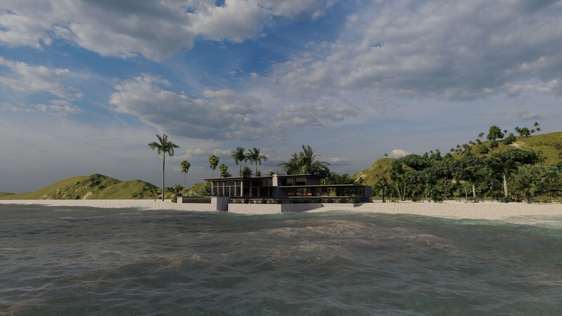 Casa Scene-villa-modern house 3D model_6