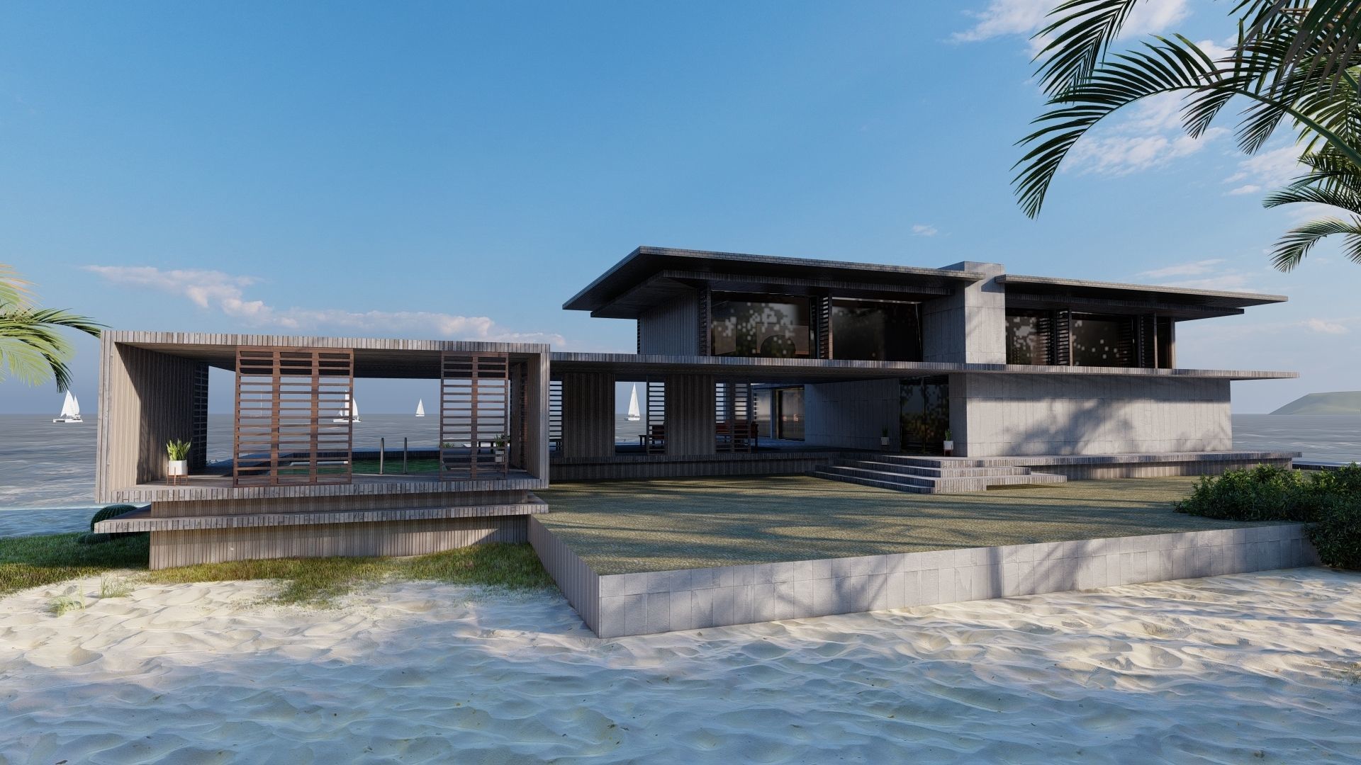 Casa Scene-villa-modern house 3D model_4
