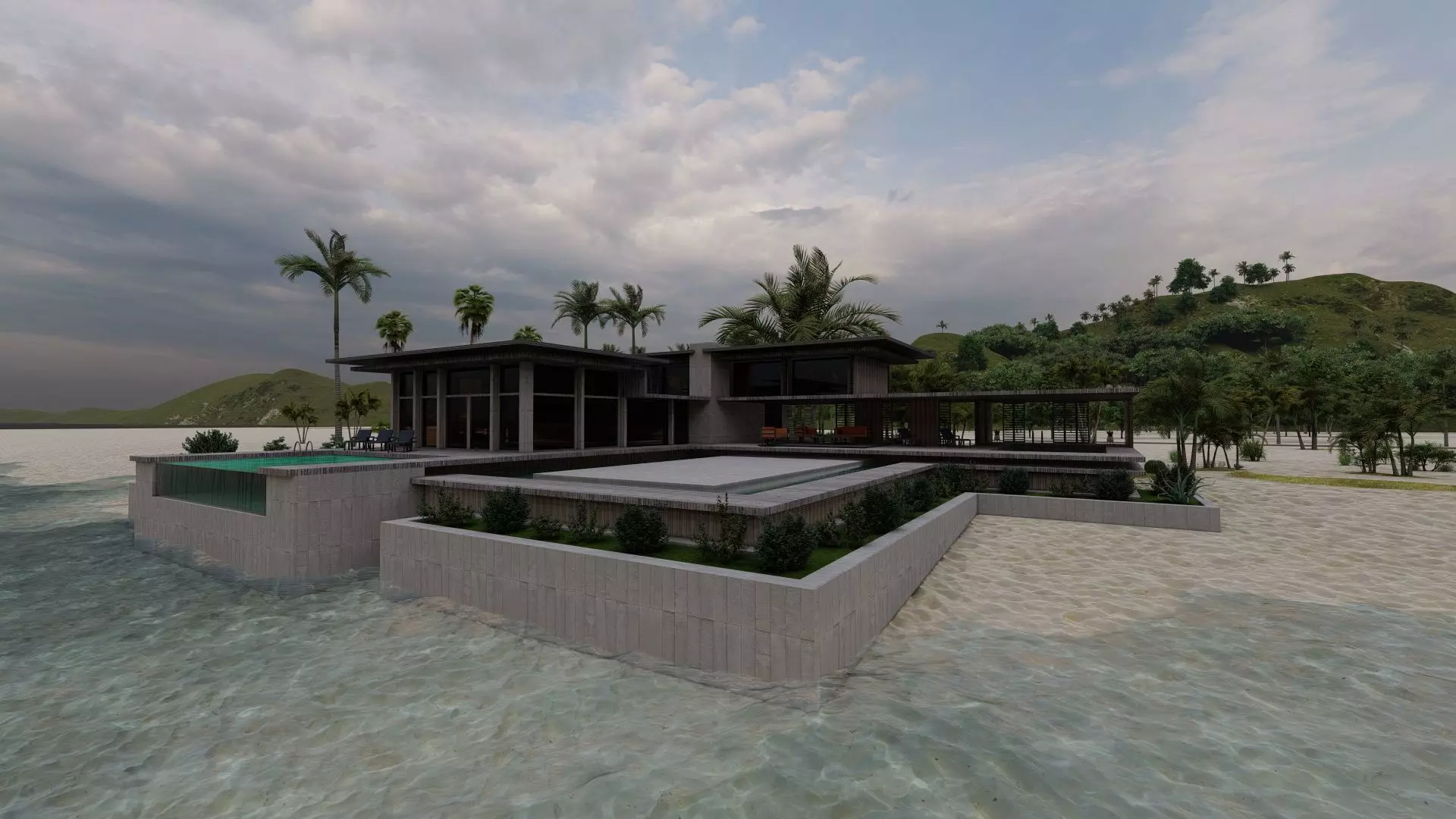 Casa Scene-villa-modern house 3D model_0