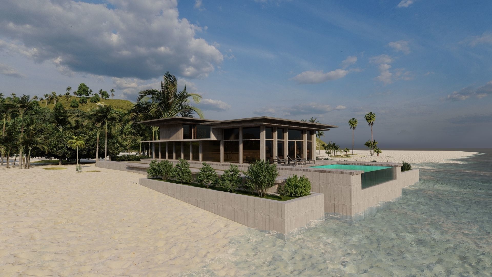 Casa Scene-villa-modern house 3D model_16