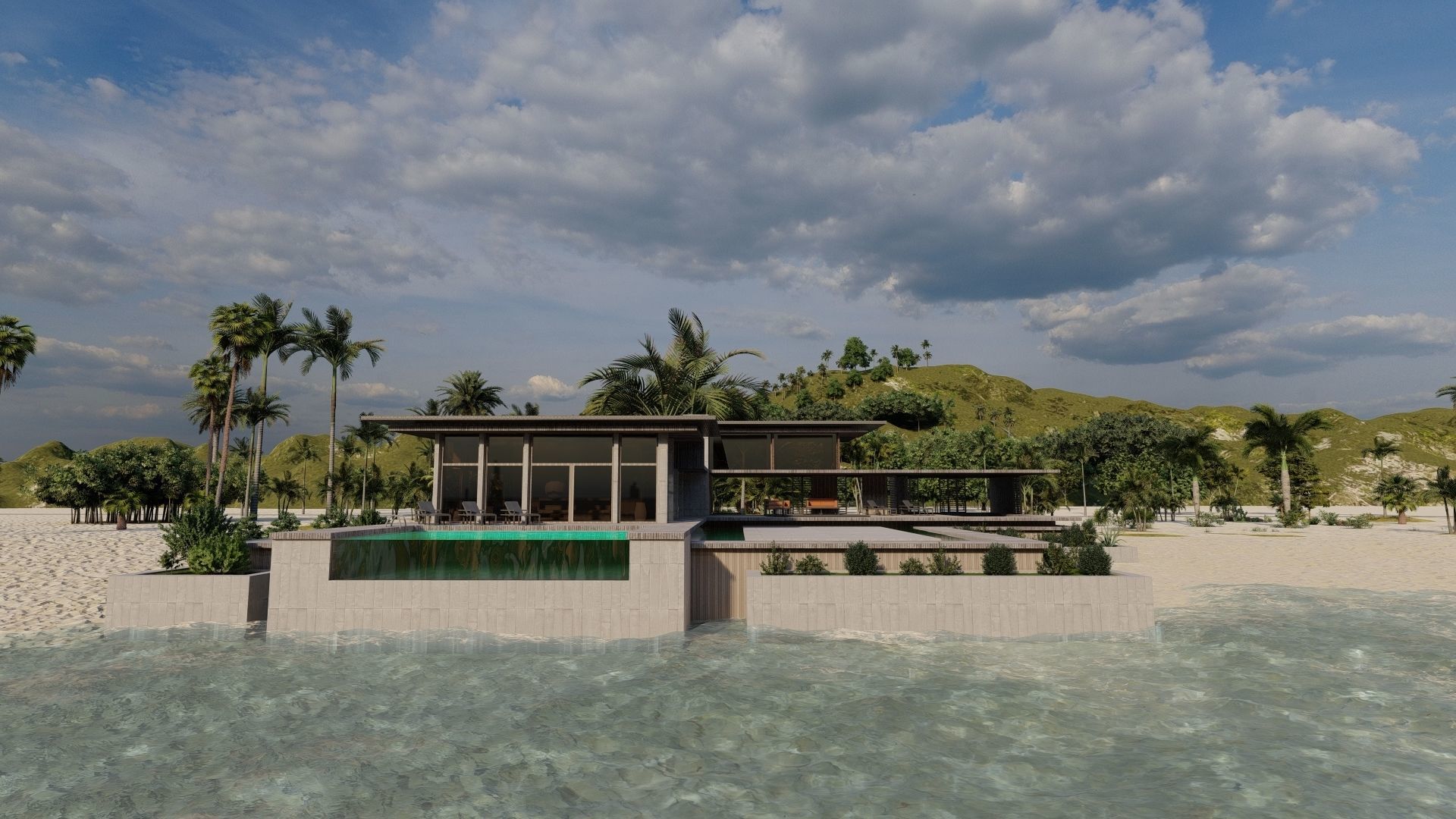 Casa Scene-villa-modern house 3D model_13