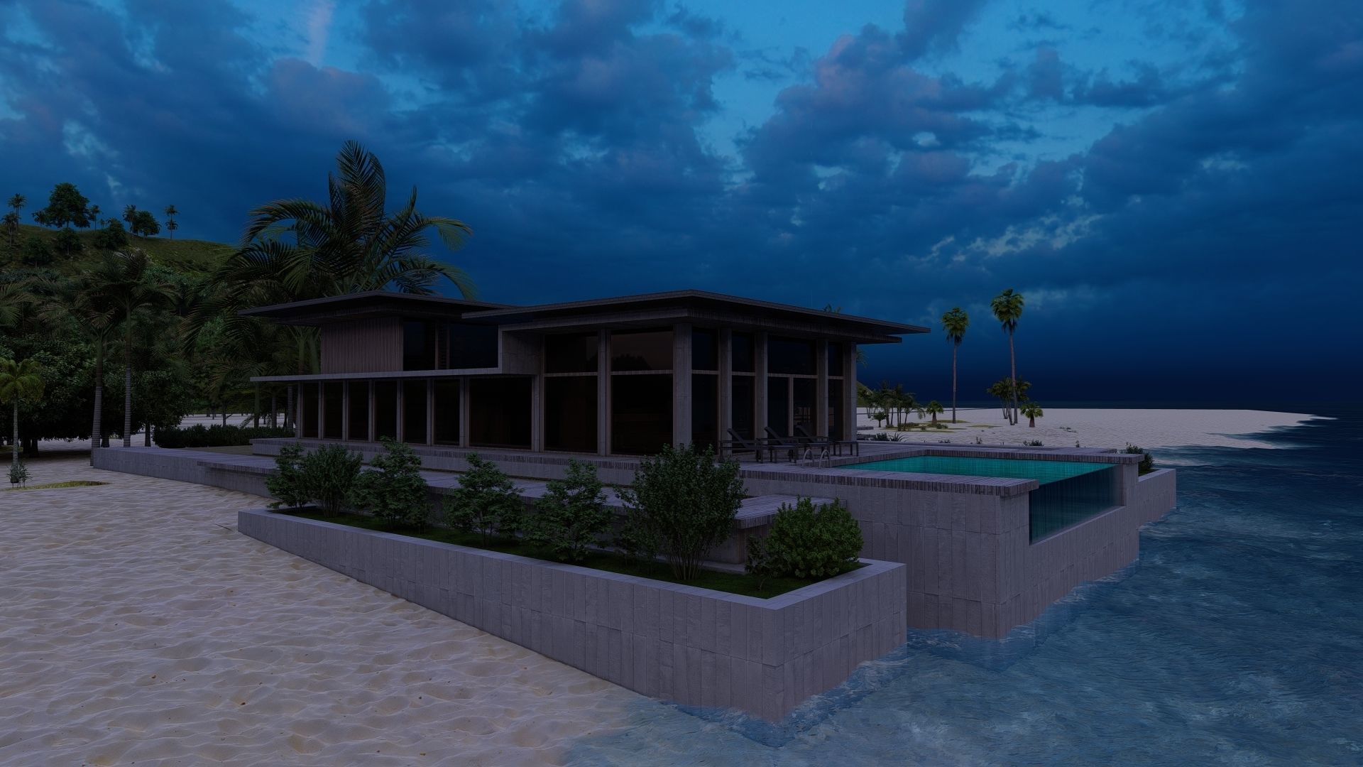 Casa Scene-villa-modern house 3D model_8