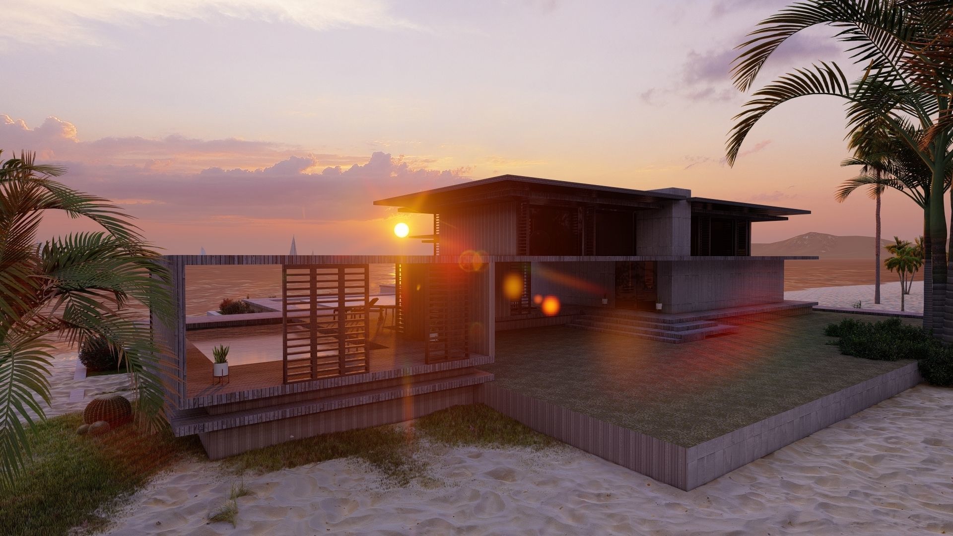 Casa Scene-villa-modern house 3D model_2