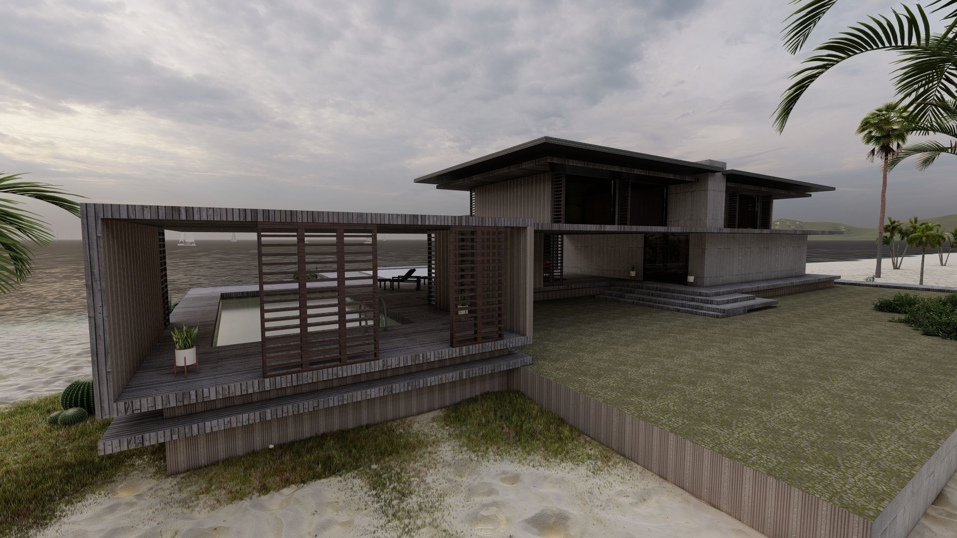 Casa Scene-villa-modern house 3D model_7
