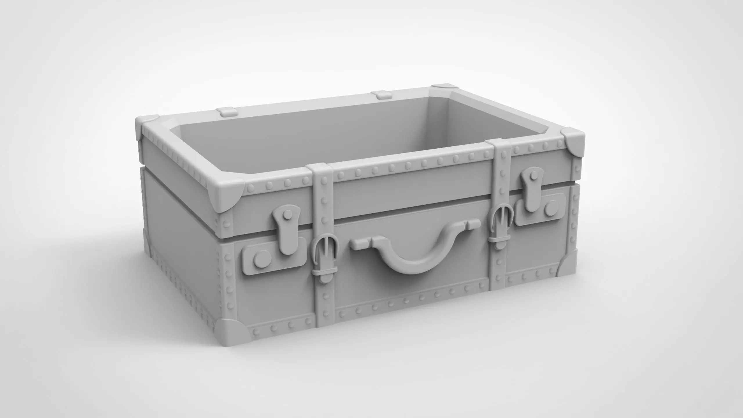 vintage leather suitcase pattern vase 3D print model_0