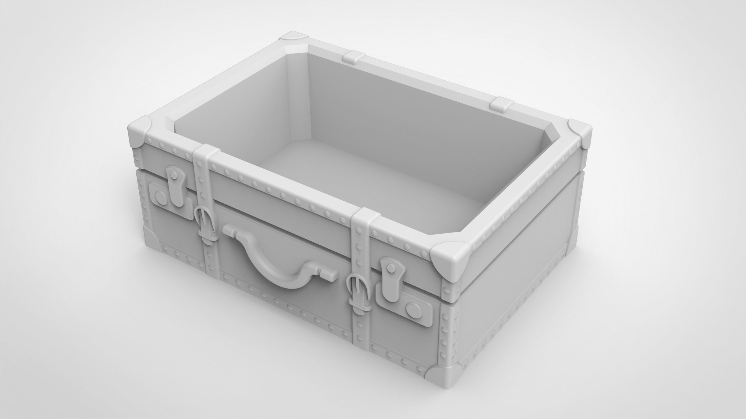 vintage leather suitcase pattern vase 3D print model_1