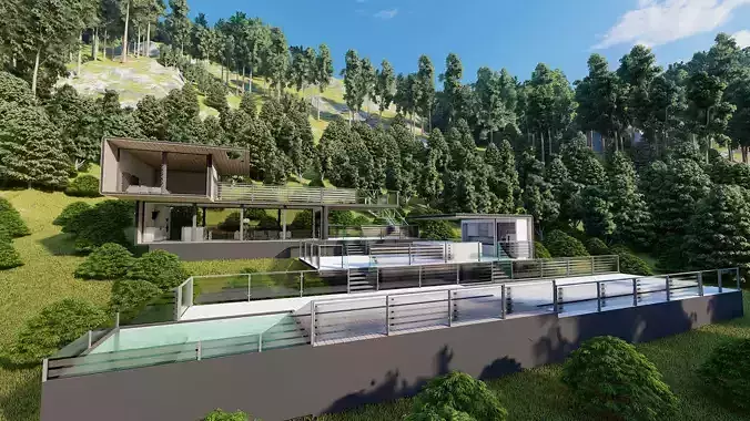 Casa Scene-villa-modern house 3D model