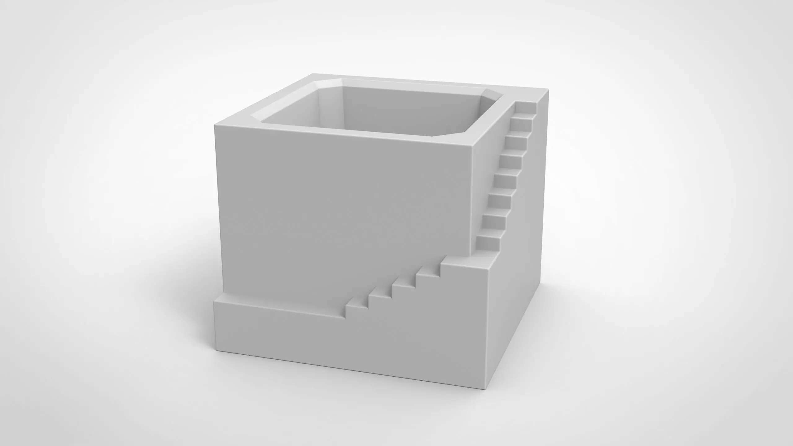 square staircase pattern vase 3D print model