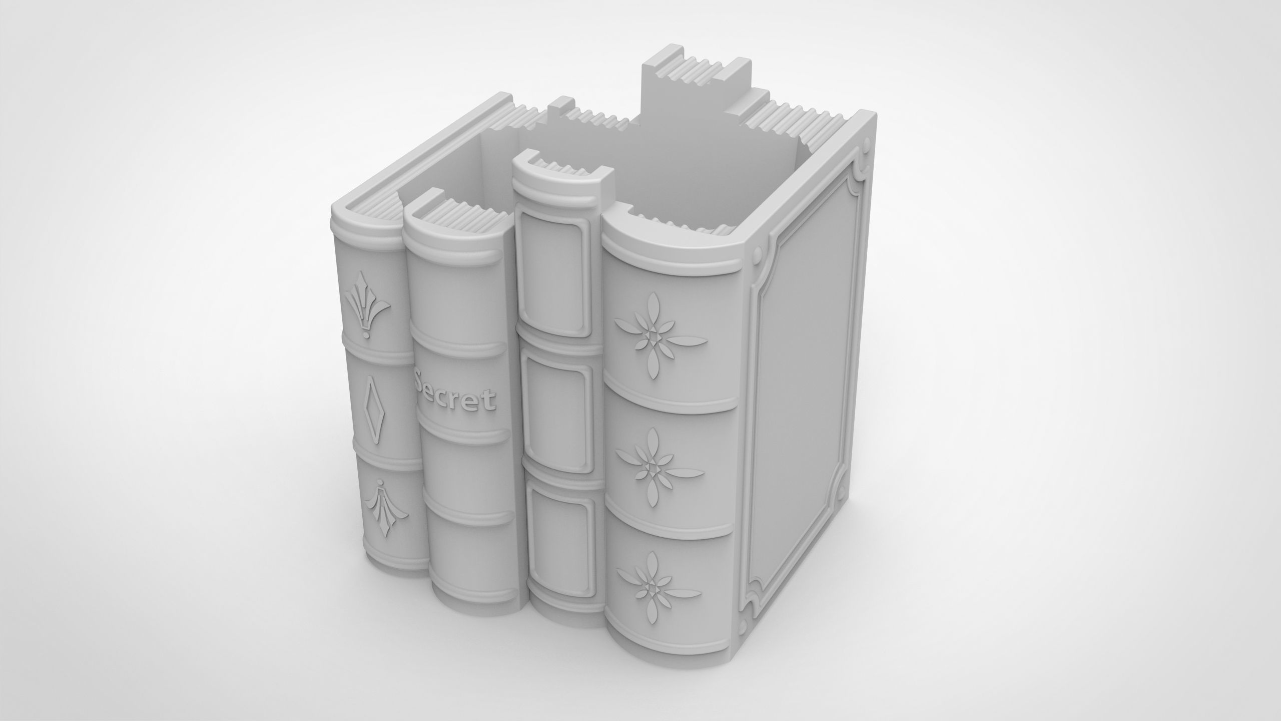 upright book pattern vase 3D print model_1