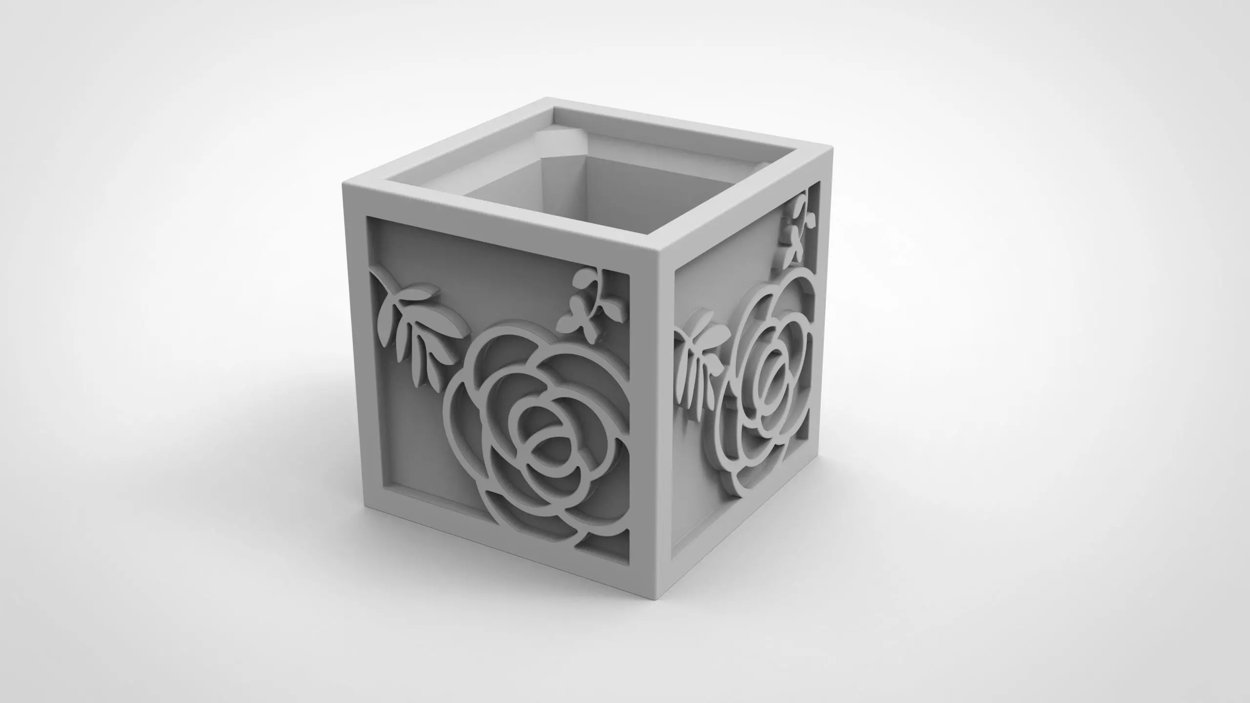 flower relief pattern vase 3D print model