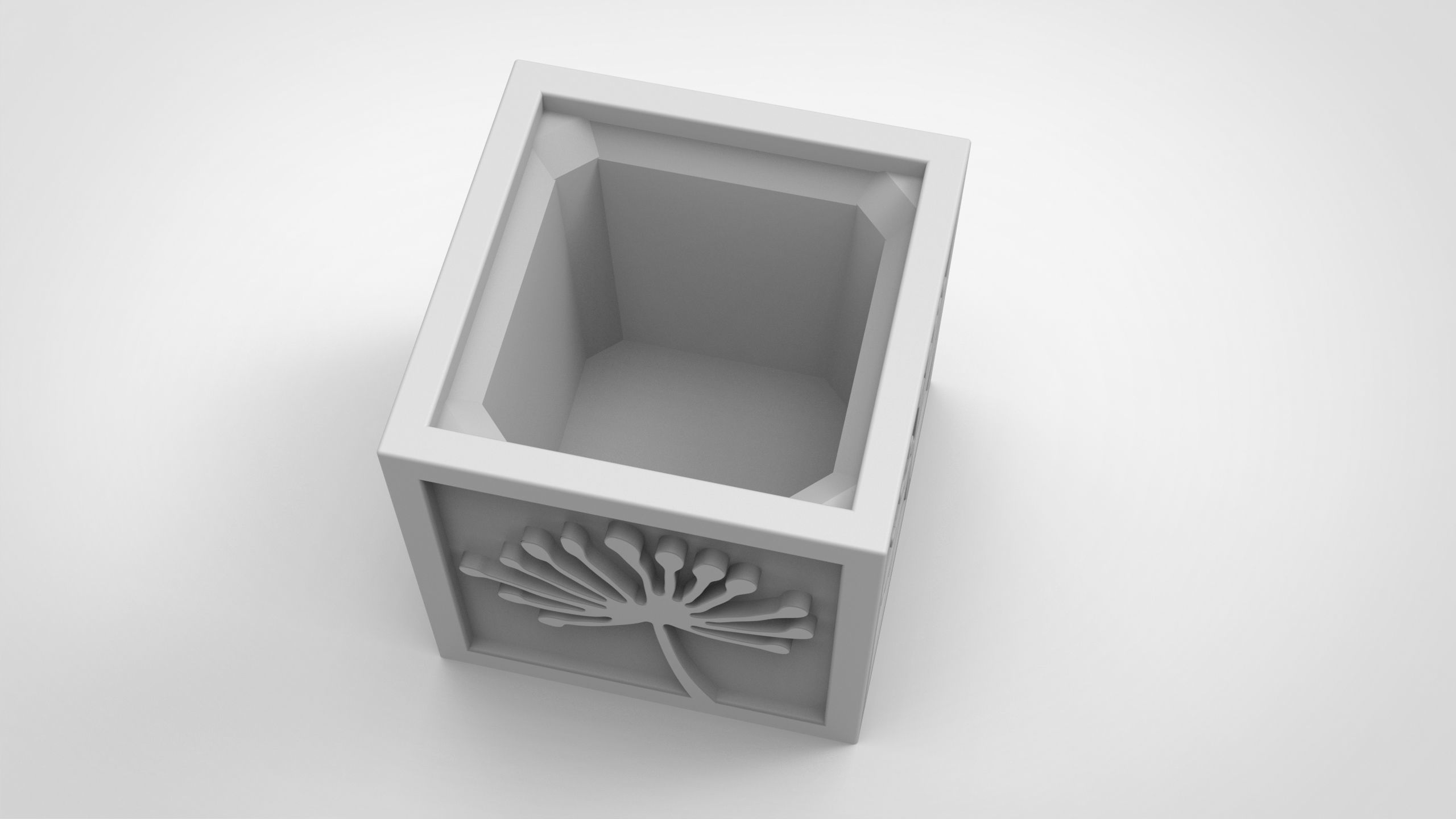 Dandelion relief pattern vase 3D print model_3