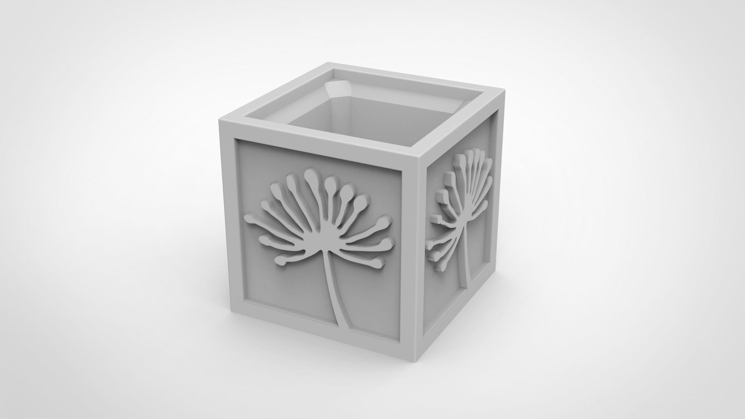 Dandelion relief pattern vase 3D print model_1